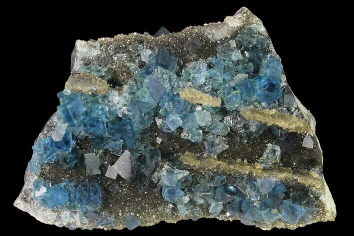 Blue Cubic Fluorite on Smoky Quartz - China #142446